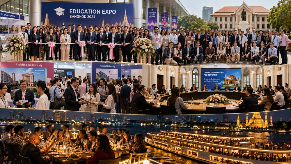 Education Expo Bangkok — group reception, exhibition booths and gala dinner cruise